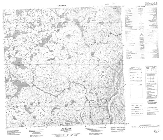 Lac Rahin Topographic Paper Map 034P15 at 1:50,000 scale