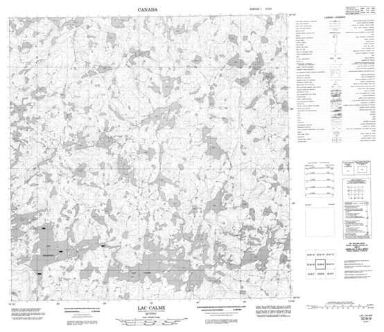 Lac Calme Topographic Paper Map 035B09 at 1:50,000 scale