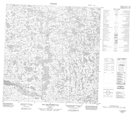 Lac Akunnimiutaq Topographic Paper Map 035C11 at 1:50,000 scale