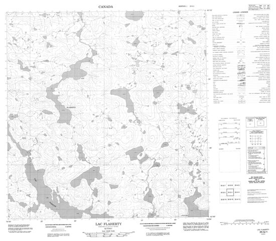 Lac Flaherty Topographic Paper Map 035G01 at 1:50,000 scale