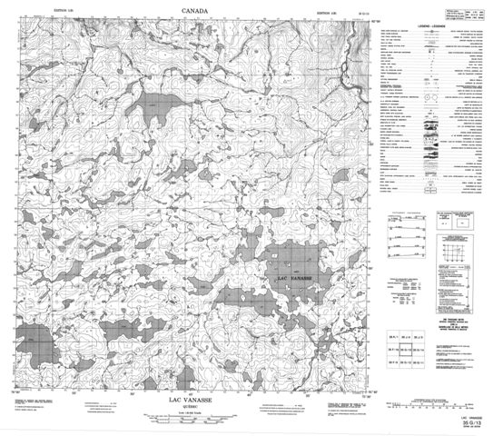 Lac Vanasse Topographic Paper Map 035G13 at 1:50,000 scale