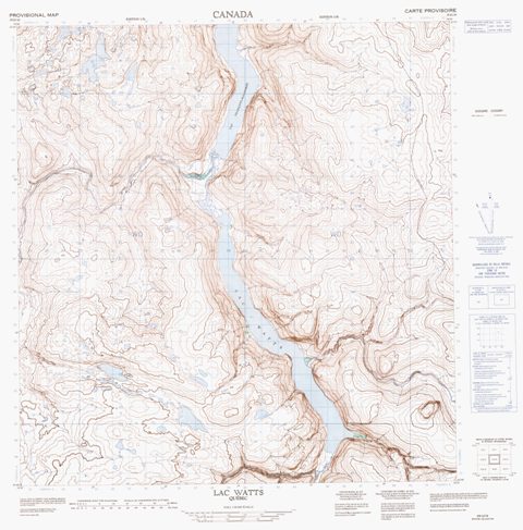 Lac Watts Topographic Paper Map 035G16 at 1:50,000 scale