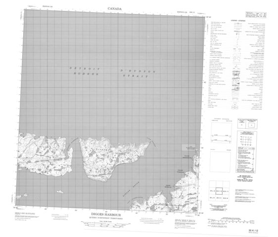 Digges Harbour Topographic Paper Map 035K12 at 1:50,000 scale