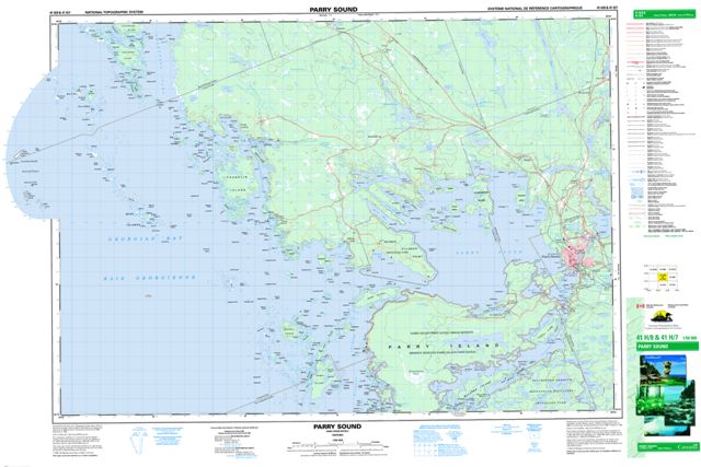 Parry Sound Topographic Paper Map 041H08 at 1:50,000 scale