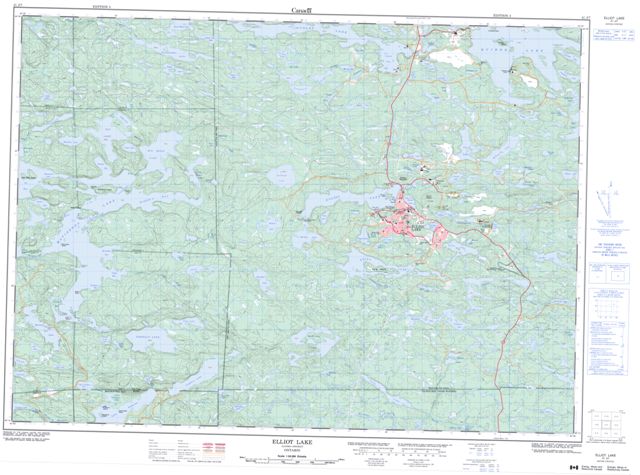 Elliot Lake Topographic Paper Map 041J07 at 1:50,000 scale