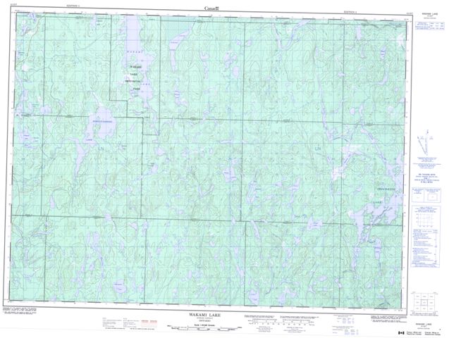 Wakami Lake Topographic Paper Map 041O07 at 1:50,000 scale