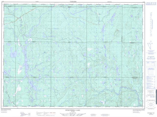 Opikinimika Lake Topographic Paper Map 041P06 at 1:50,000 scale