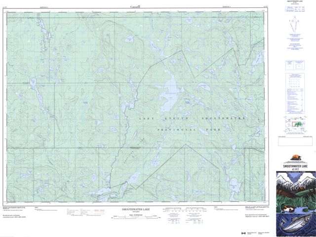 Smoothwater Lake Topographic Paper Map 041P07 at 1:50,000 scale