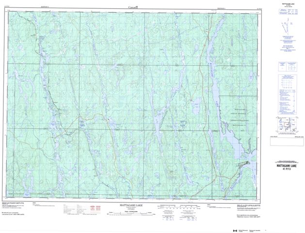Mattagami Lake Topographic Paper Map 041P13 at 1:50,000 scale
