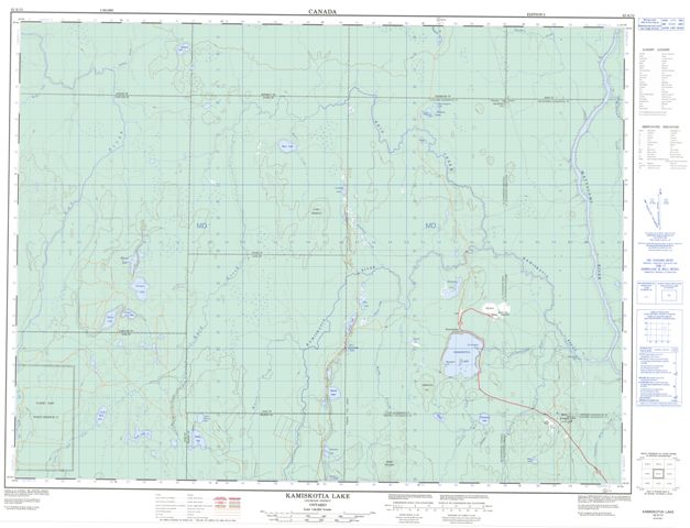 Kamiskotia Lake Topographic Paper Map 042A12 at 1:50,000 scale