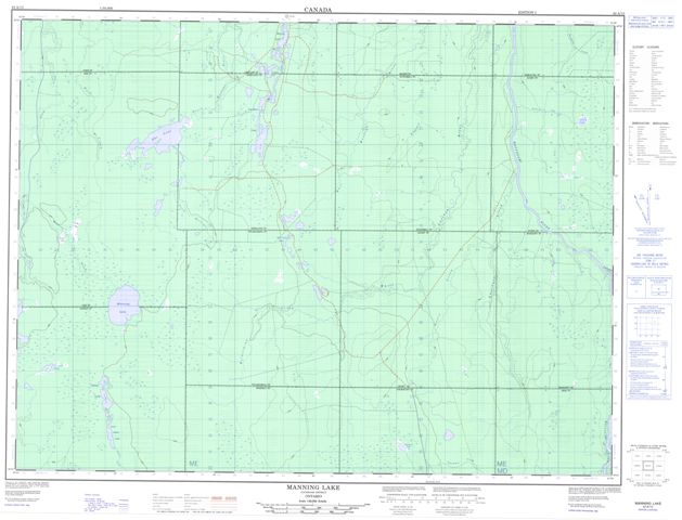 Manning Lake Topographic Paper Map 042A13 at 1:50,000 scale