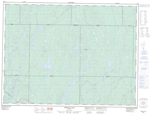 Oswald Lake Topographic Paper Map 042B08 at 1:50,000 scale