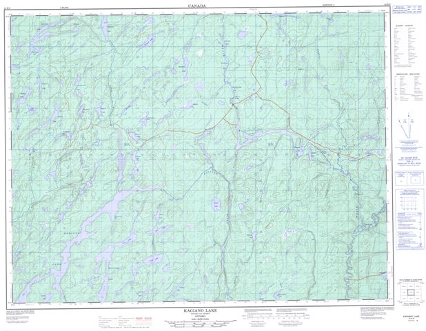 Kagiano Lake Topographic Paper Map 042E08 at 1:50,000 scale