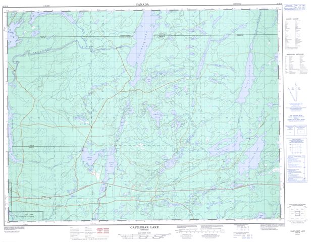 Castlebar Lake Topographic Paper Map 042E16 at 1:50,000 scale