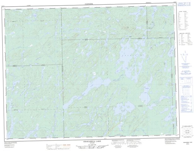 Obakamiga Lake Topographic Paper Map 042F03 at 1:50,000 scale