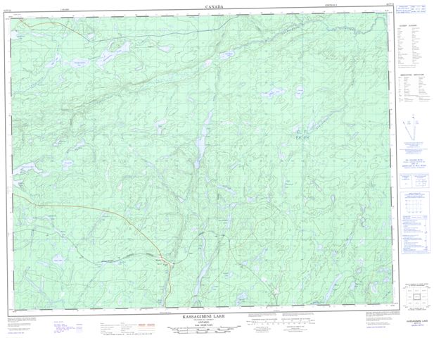 Kassagimini Lake Topographic Paper Map 042F12 at 1:50,000 scale
