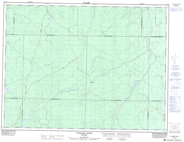 Wakusimi River Topographic Paper Map 042G01 at 1:50,000 scale