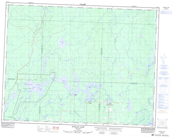 Hanlan Lake Topographic Paper Map 042G13 at 1:50,000 scale