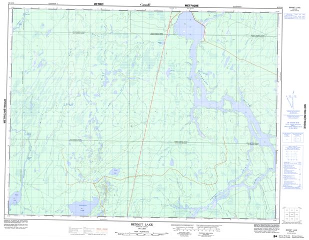 Bennet Lake Topographic Paper Map 042G16 at 1:50,000 scale