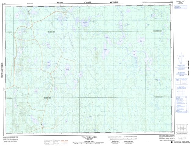 Twopeak Lake Topographic Paper Map 042H08 at 1:50,000 scale