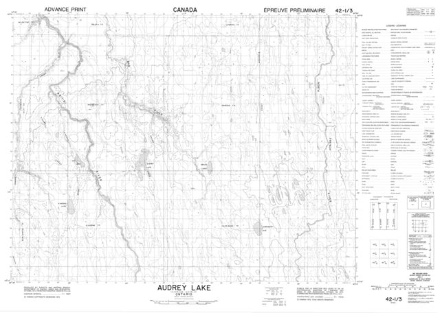 Audrey Lake Topographic Paper Map 042I03 at 1:50,000 scale
