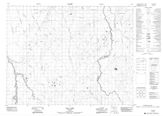 Lyla Lake Topographic Paper Map 042I06 at 1:50,000 scale