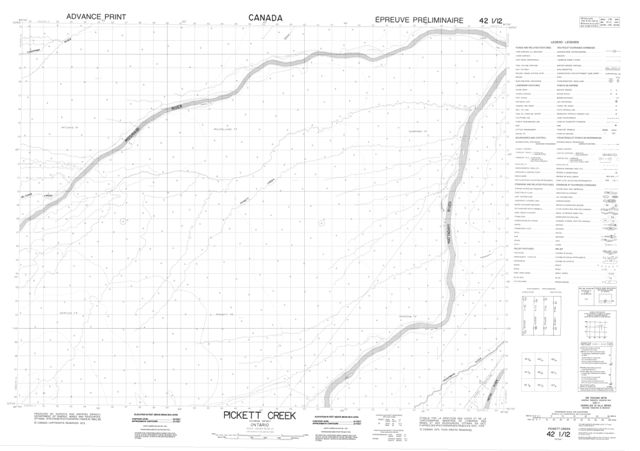 Pickett Creek Topographic Paper Map 042I12 at 1:50,000 scale