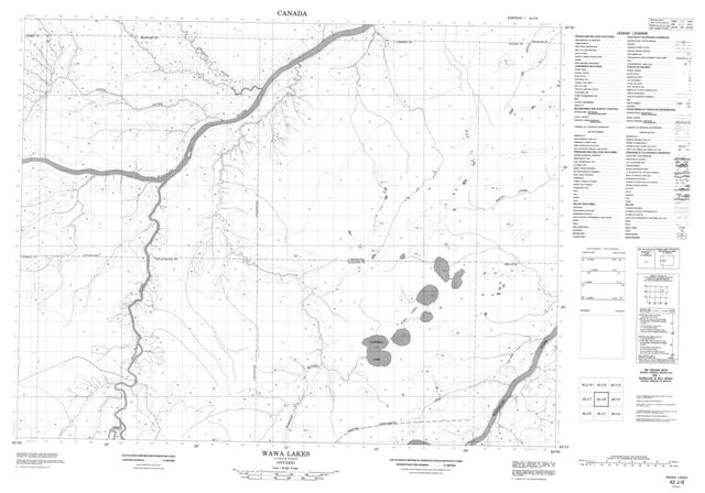 Wawa Lakes Topographic Paper Map 042J08 at 1:50,000 scale