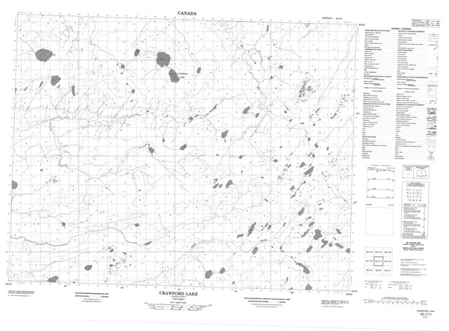 Crawford Lake Topographic Paper Map 042J11 at 1:50,000 scale