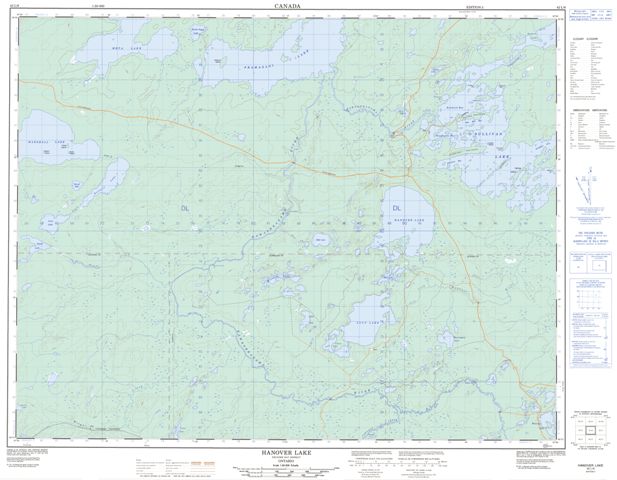 Hanover Lake Topographic Paper Map 042L06 at 1:50,000 scale