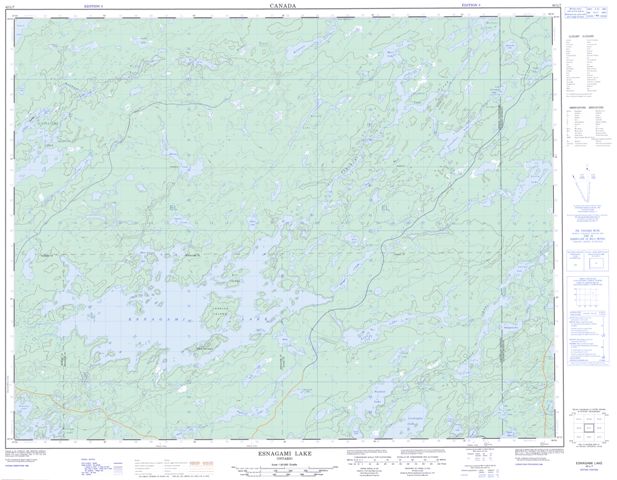 Esnagami Lake Topographic Paper Map 042L07 at 1:50,000 scale