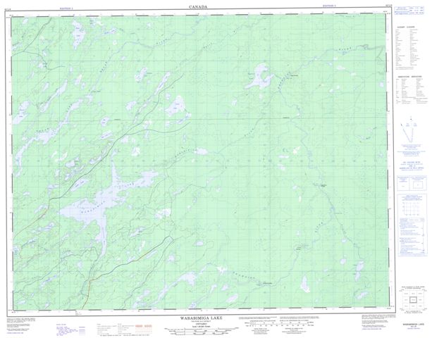 Wababimiga Lake Topographic Paper Map 042L08 at 1:50,000 scale