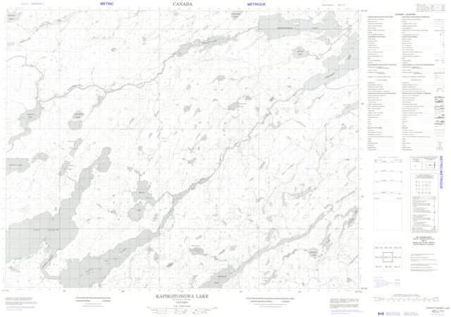Kapikotongwa Lake Topographic Paper Map 042L11 at 1:50,000 scale