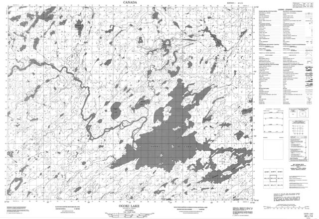 Ogoki Lake Topographic Paper Map 042L14 at 1:50,000 scale