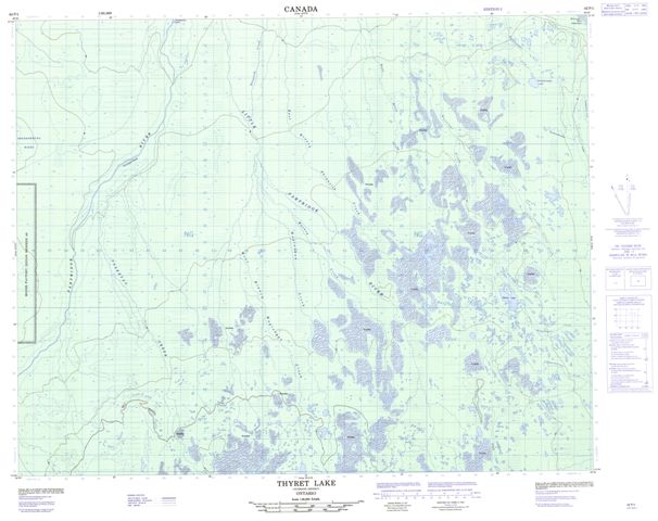 Thyret Lake Topographic Paper Map 042P01 at 1:50,000 scale