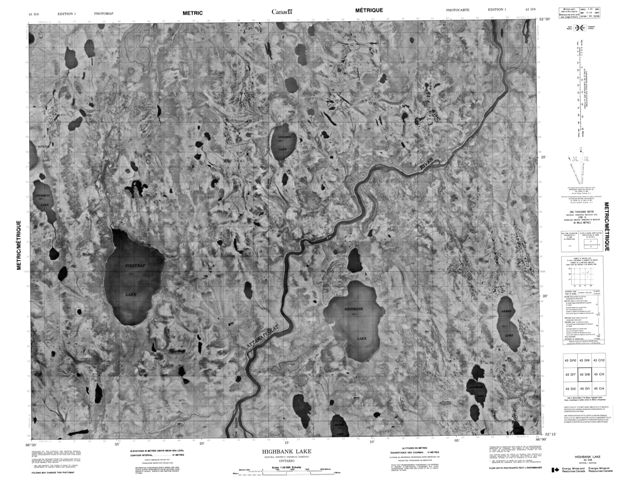 Highbank Lake Topographic Paper Map 043D08 at 1:50,000 scale