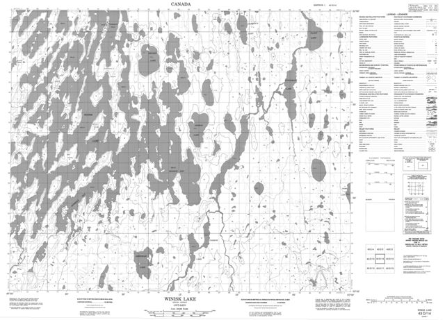 Winisk Lake Topographic Paper Map 043D14 at 1:50,000 scale