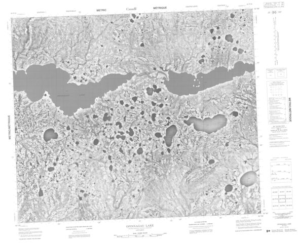 Opinnagau Lake Topographic Paper Map 043F16 at 1:50,000 scale