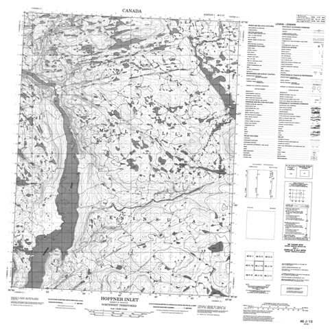 Hoppner Inlet Topographic Paper Map 046J13 at 1:50,000 scale