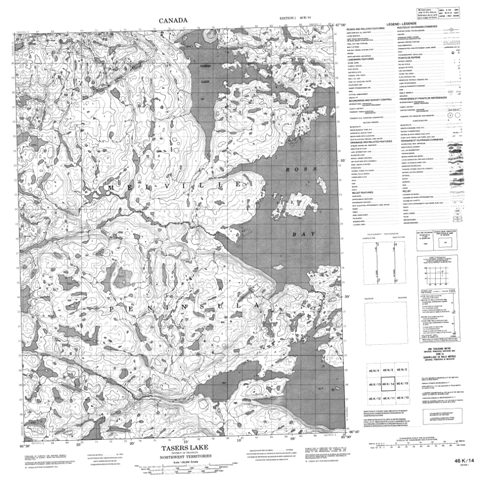Tasers Lake Topographic Paper Map 046K14 at 1:50,000 scale