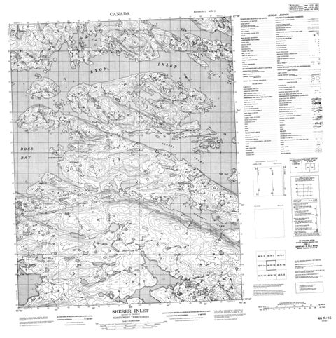 Sherer Inlet Topographic Paper Map 046K15 at 1:50,000 scale