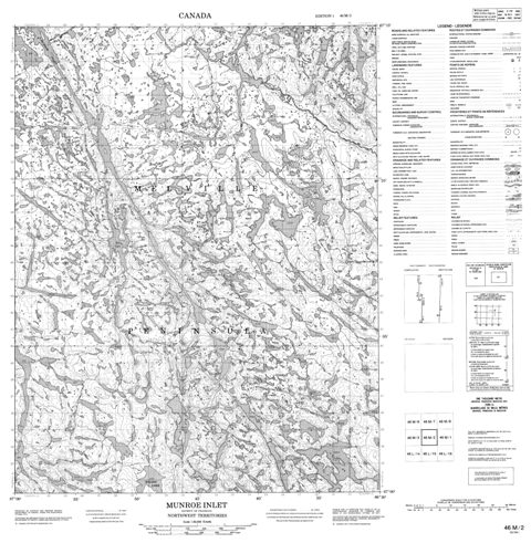 Munroe Inlet Topographic Paper Map 046M02 at 1:50,000 scale