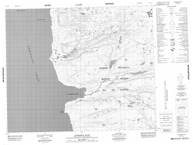 Levasseur Inlet Topographic Paper Map 048B10 at 1:50,000 scale