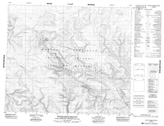 Military Survey Mountain Topographic Paper Map 048D03 at 1:50,000 scale