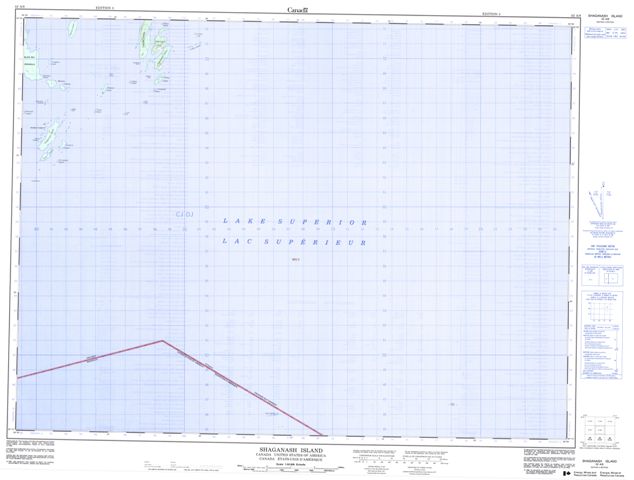 Shaganash Island Topographic Paper Map 052A08 at 1:50,000 scale
