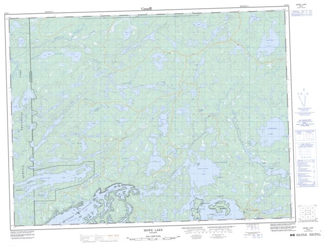 Mowe Lake Topographic Paper Map 052B07 at 1:50,000 scale