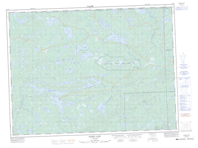 Marks Lake Topographic Paper Map 052B08 at 1:50,000 scale