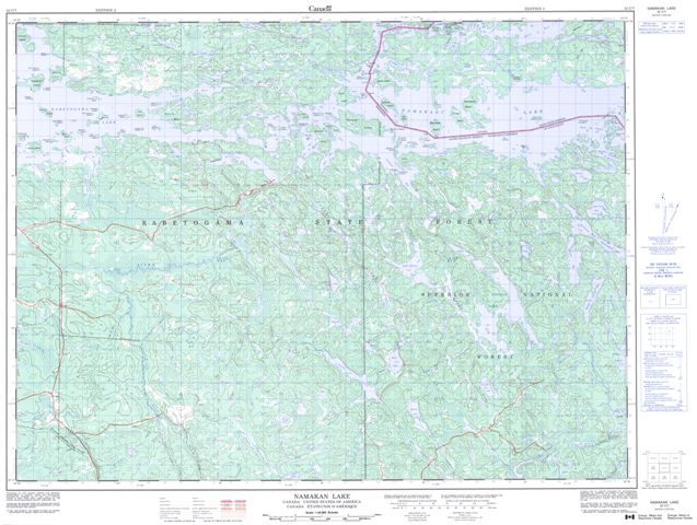 Namakan Lake Topographic Paper Map 052C07 at 1:50,000 scale