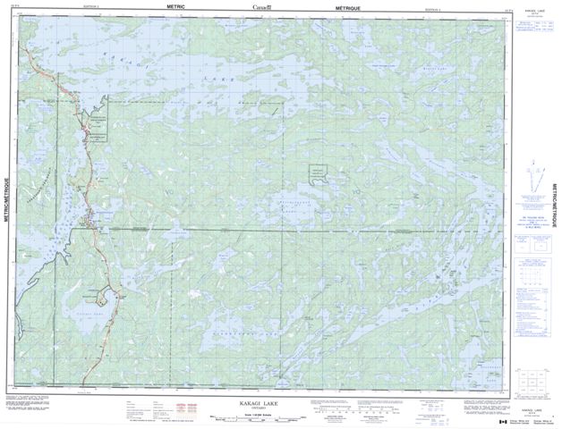 Kakagi Lake Topographic Paper Map 052F04 at 1:50,000 scale