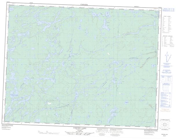 Uneven Lake Topographic Paper Map 052H13 at 1:50,000 scale